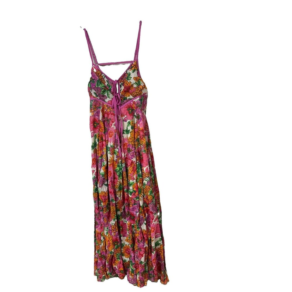 Free People Floral Dream Weaver Maxi Dress Spring Earth Fairy Boho Medium Cotton - Picture 4 of 9